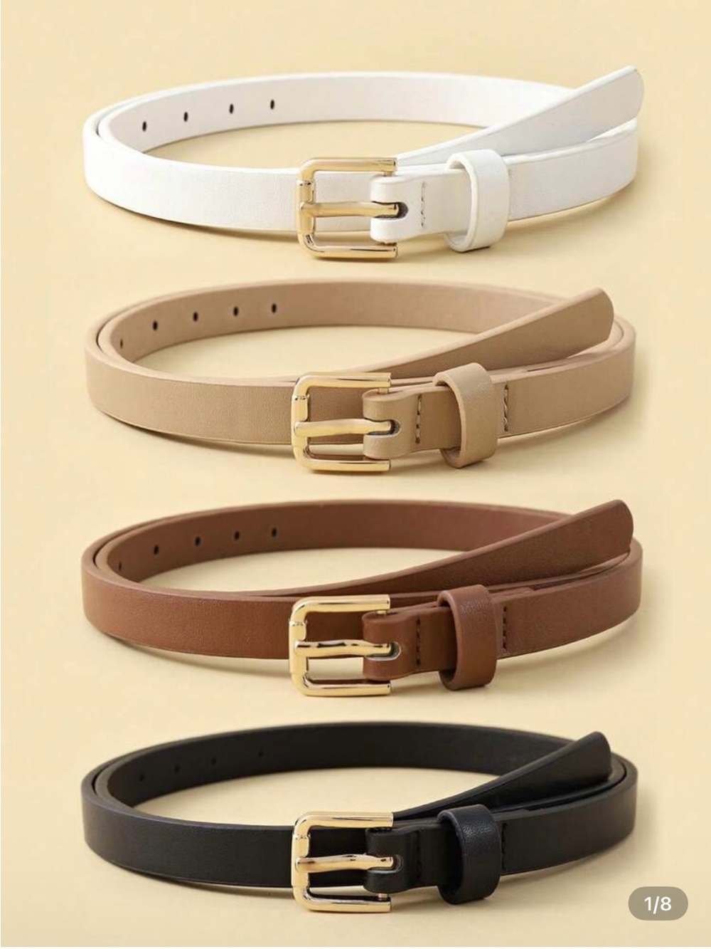 Classic Slim Womens Belt - White, Tan, Brown, Black